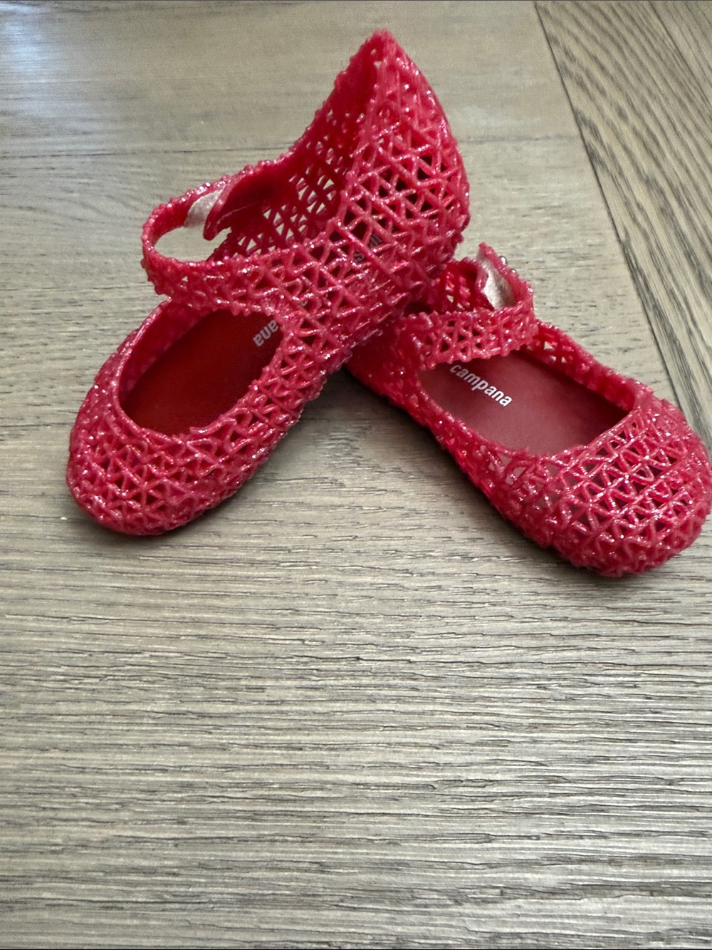 Mini Melissa Red Campana Jelly Mary Jane Sandals for Kids